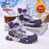 Babu Dou Girls' High-Top Winter 2025 Cotton Shoes - Thickened Velvet Sports Sneakers for Medium & Large Children