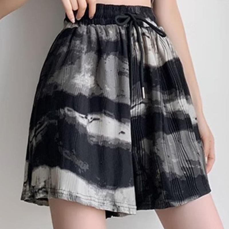 Ice Silk Ink Painting Wide Leg Pants Skirts Shorts Children's Summer Thin Loose Plus Size Fat Mm Hot Pants Sports Pants