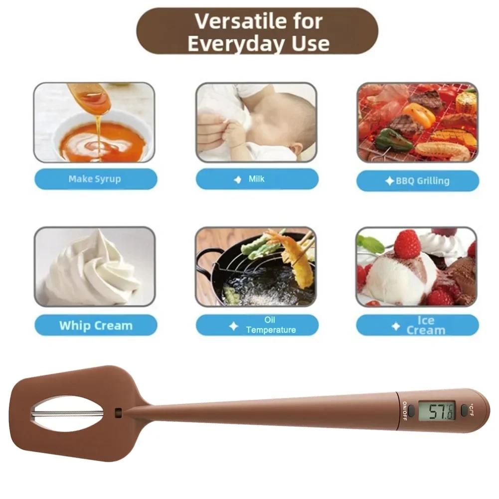 2in1 Digitales Thermometer und Silikonspatel für Zucker Für Schokolade Backen Kochen und Creme Temperaturkontrolle