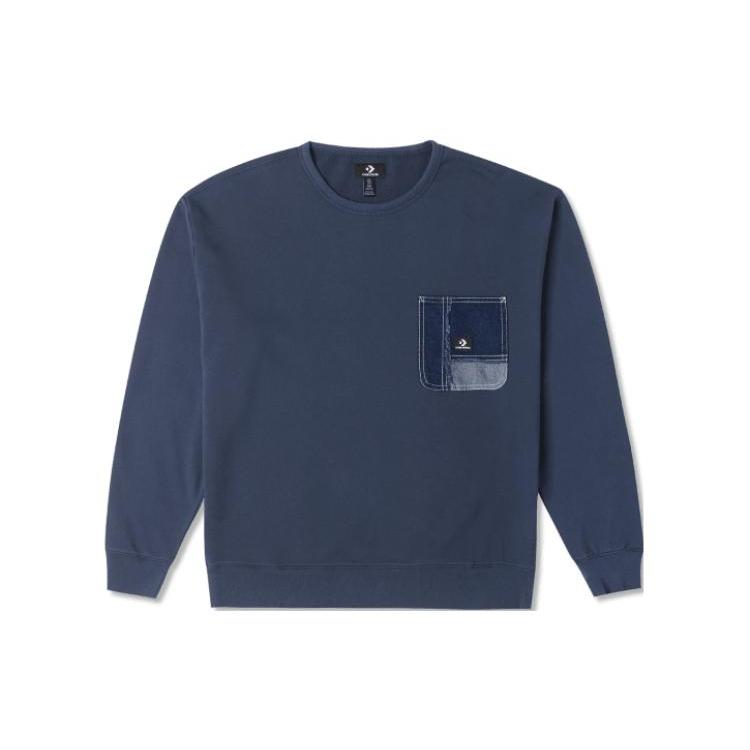

New Converse Sweatshirts Men s Dark Blue 10025519-A02 XL