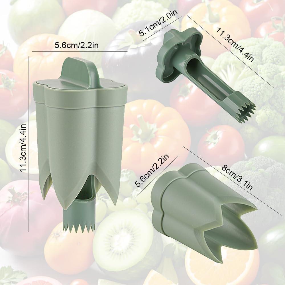 Pepper Seed Remover, 2-in-1 Bell Pepper Cutter and Coring Tool, Bell Pepper Corer, Vegetable Kitchen Gadget (green, 1 Piece)