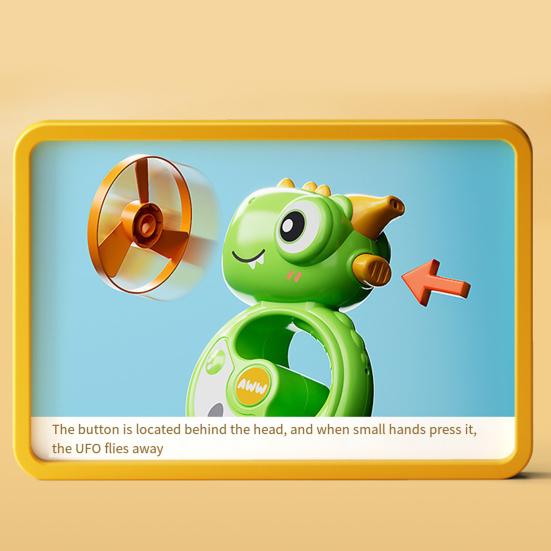 Lançamento de brinquedo giroscópio com lançador desenho animado dinossauro carro giroscópio disco voador giratório relógio