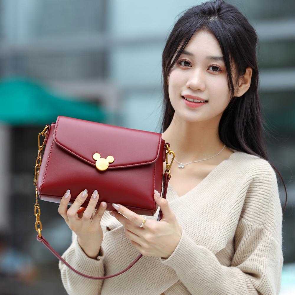 New Disney Mickey Series PU Shoulder Bag, Crossbody Bag Medium Size Women's Black Brown Walnut BMK-71891K