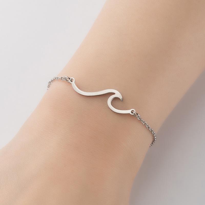 Summer Wave Pendant Bracelet - Stainless Steel, Light Luxury, Simple Women s Jewelry