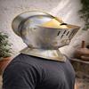 Medieval Bucket Helmet Steel Knight Armor Golden Brass Great Helm Wearable Cosplay Helmet Gift for Him