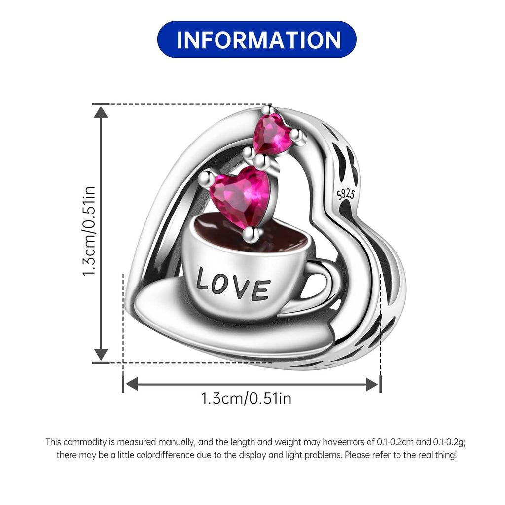 Copper Love Coffee Delicious Food Drink Pendant Charms Beads Fit Bracelets Diy Gifts Jewelry Accessory