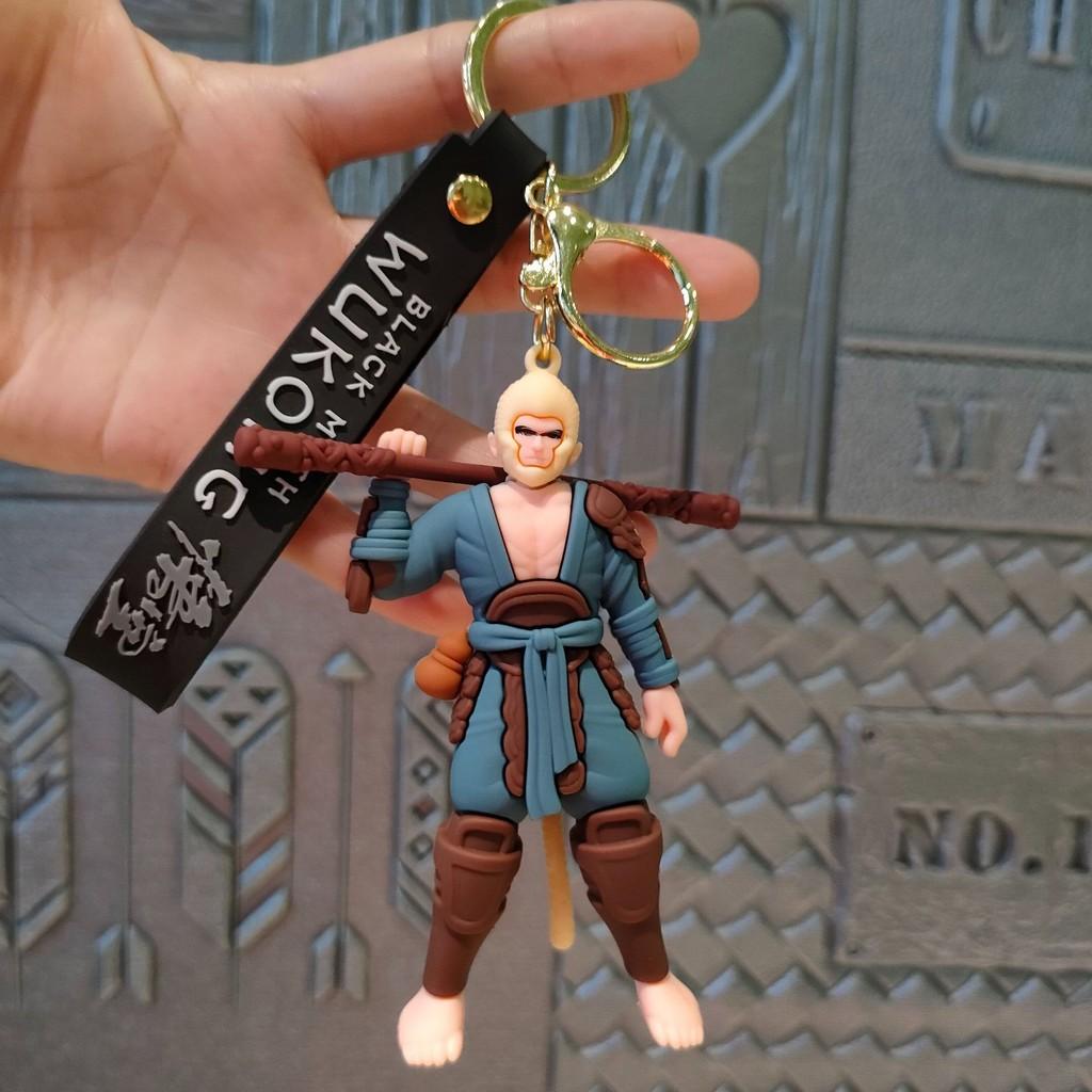 Myth Unique Black Sun Wukong Keyring Cartoon Pvc Doll For Memorable Gift Occasions