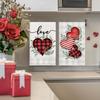 Artoid Mode Red Buffalo Plaid Heart Love Valentine's Kitchen Towels Dish Towels, 18x26 Inch Anniversary Wedding Decoration Hand Towels Set of 2