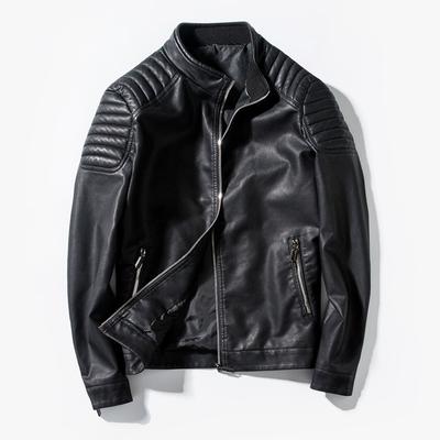 Spring and Autumn Men's Casual Jacket Men's Pu Leather Korean Version Slim Motorcycle Jacket Men's Leather Jacket