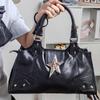 PU Leather Locomotive Style Underarm Bag Large Capacity Y2K Shoulder Bag  Girls