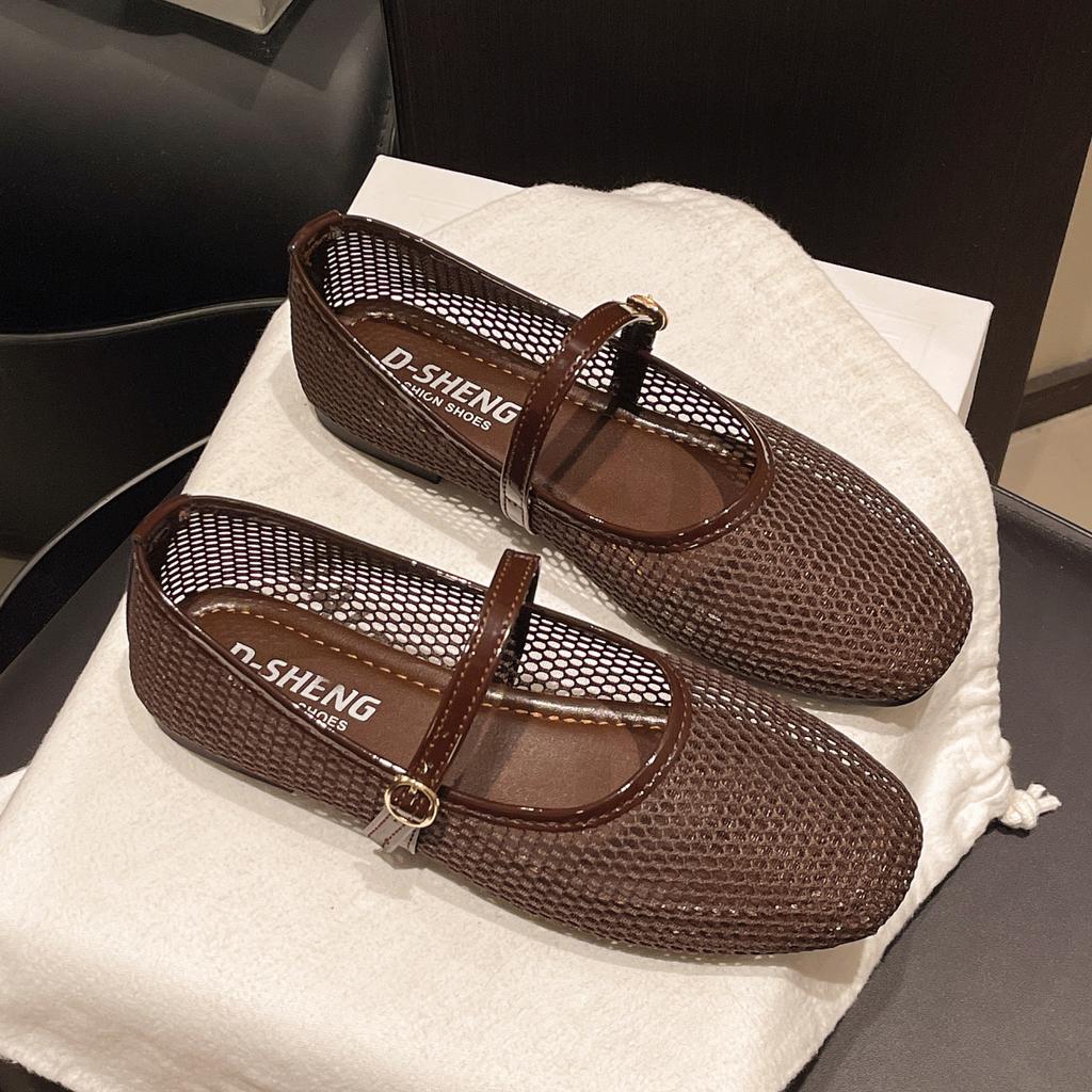 Fashion Floral Embroider Mesh Mary Janes Shoes Women Trasparent Elegant Flats Shoes Ladies Casual Summer Breathable Loafers Footwear