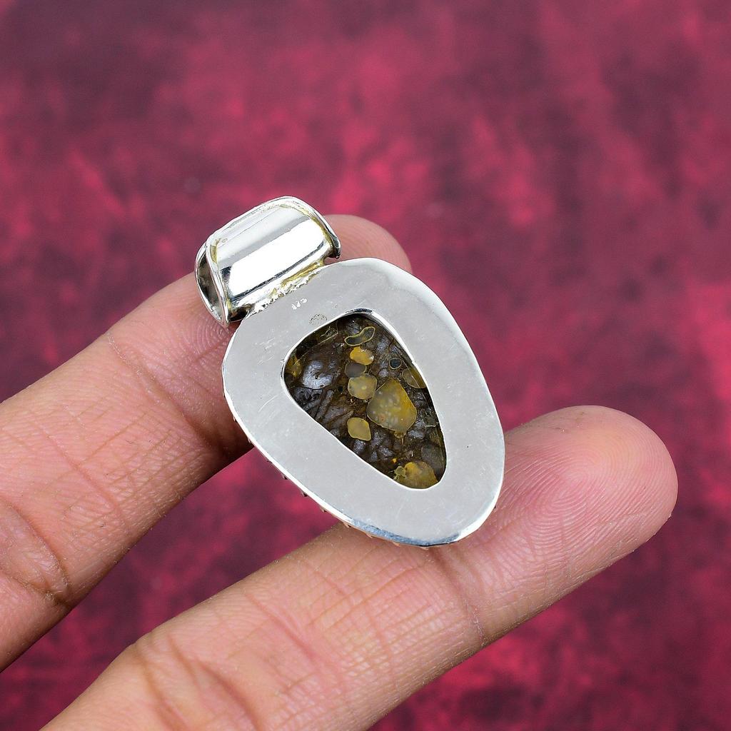 Fruchtjaspis Schmuck, Handgefertigter Edelsteinanhänger, 925 Massiv Sterlingsilber Anhänger Antikschmuck, Für Verlobungsgeschenk