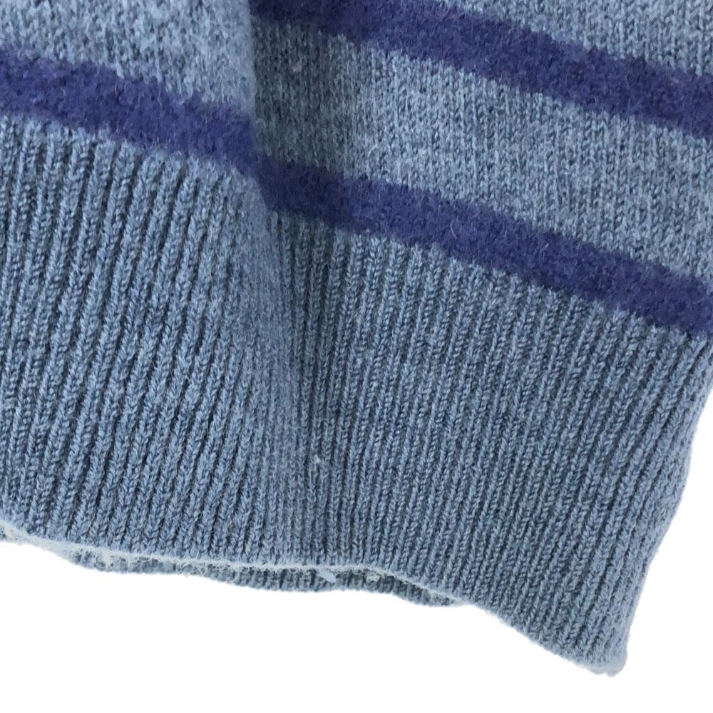 BLUE BLUE Made in Japan 100% wool border Long sleeve sweater 3 Blue knit Men's Used