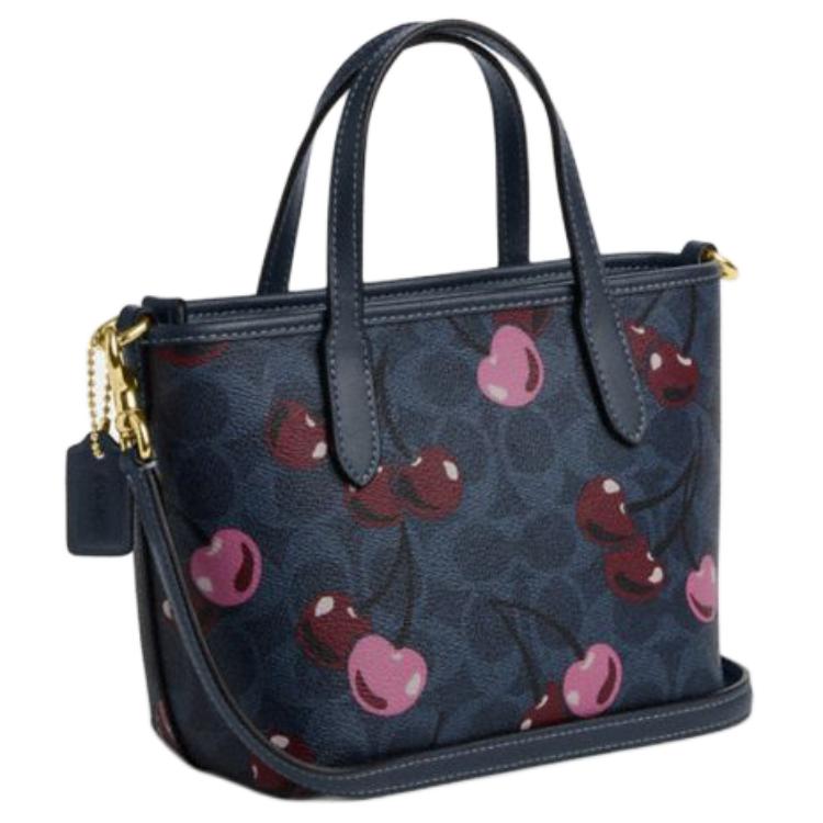Coach Město 15 Uzavírání na zip Logo Plátěná taška Tote Nákupní Taška přes rameno Crossbody Mini Dámská Tote Smíšené barvy Denimově modrá CY737-IMDEI