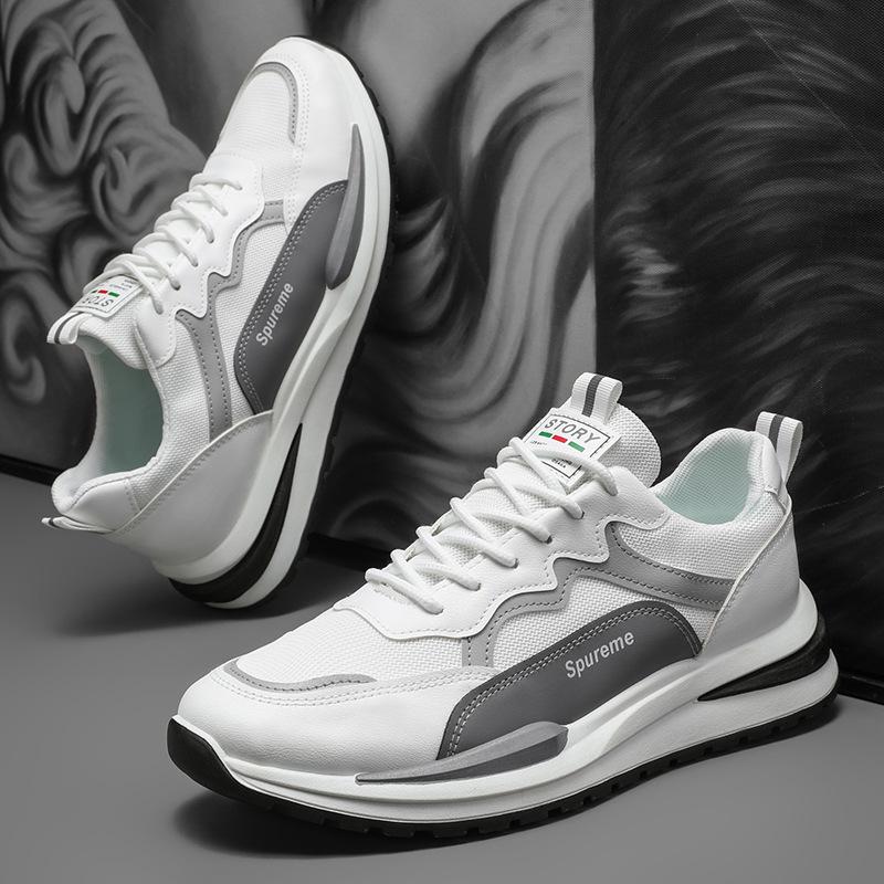 Summer Breathable Men's Shoes New Men's Mesh Sports Casual Running Little White Dad High Tide Shoes