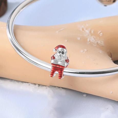 copper Santa Claus Climbing Down The Chimney Bead Charms Gift Charm Compatible With Authentic Charm Bracelets Women Do It Yourself Jewellery Gift