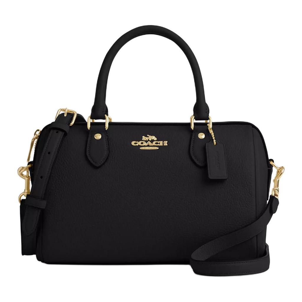 Coach Rowan 26 Brand Logo Adjustable Shoulder Strap Pebble Leather Shoulder Crossbody Tote Bag Medium Women Handbags Black CV962-IMBLK