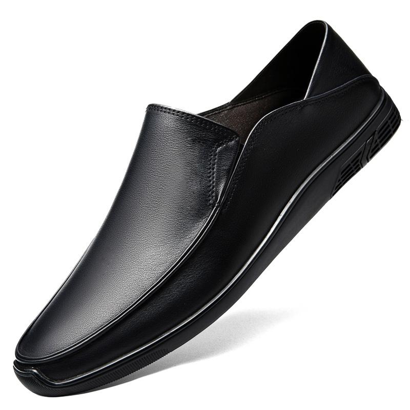 Ekte Skinn Herresko Slip On Loafers Fritidssko i Skinn Komfortable Kvalitets Flats Herresko