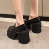 Increase British Style High Heel Thick Heel Women's Single Shoes Women's Outer Wear 2025 Spring and Summer Fashion Platform French Retro Single Shoes