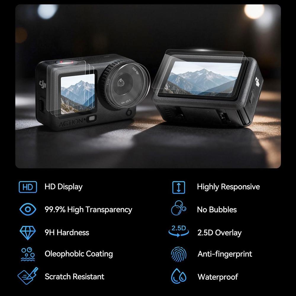 2/10-Pack Tempered Glass Screen Protector 9H Hardness HD Anti-Scratch Film for DJI Osmo Action 6 Camera Accessories