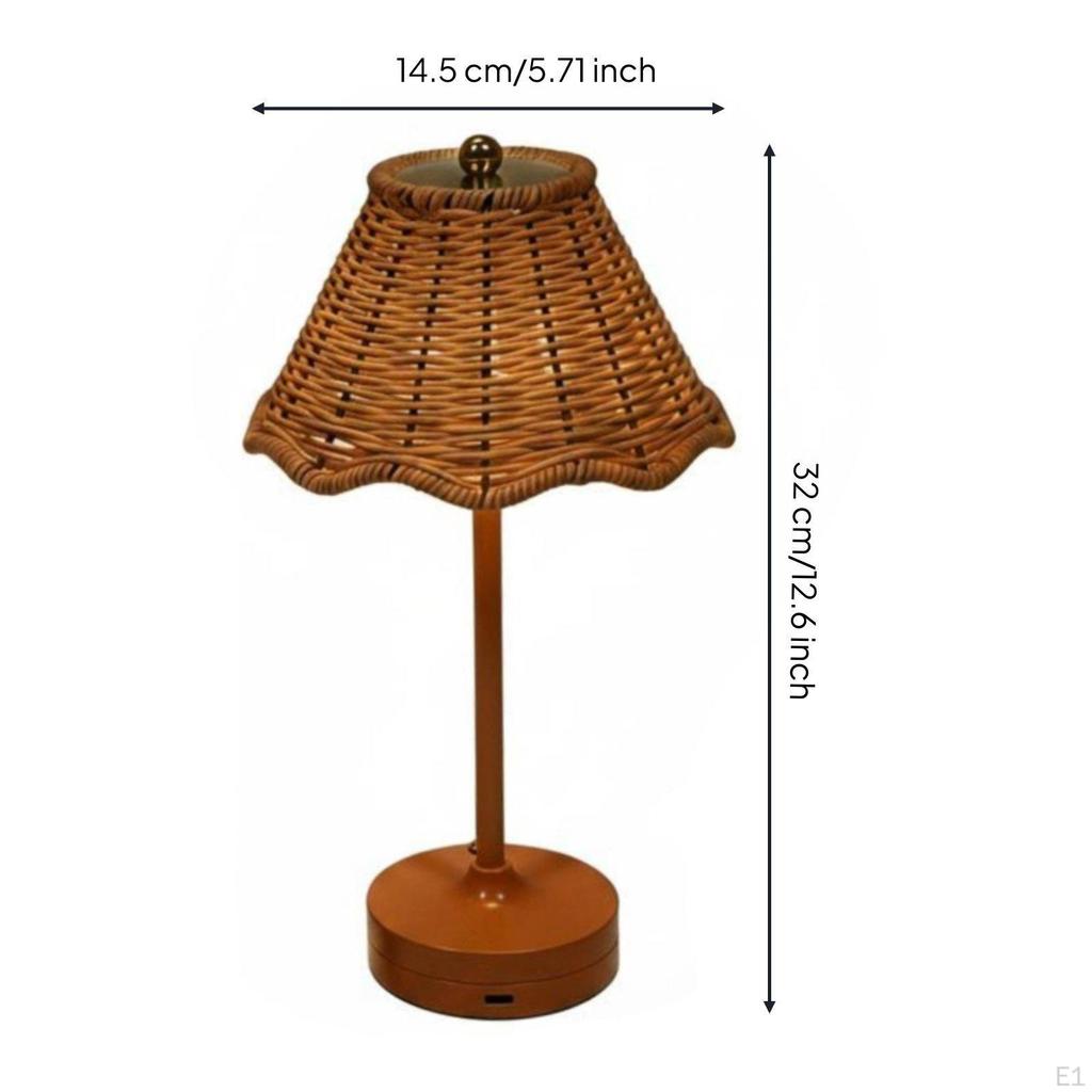 Rattan Table Lamp Adjustable Color Temperature Wicker Desk Vintage Style Boho Bedside Light for