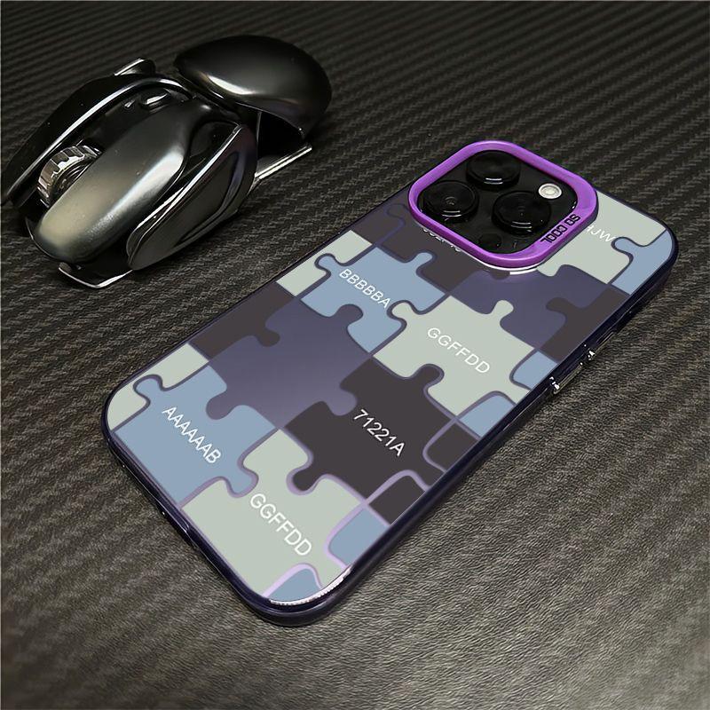 Creative Silver IMD Double Layer Puzzle Case for Apple 16 Promax, 15, 14/13 - High-End Feel