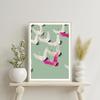 Swarm Japanese Royal Cranes Art Prints Vintage Bird Sage Green Wall Art Canvas Painting Retro Abstract Pictures Home Decor