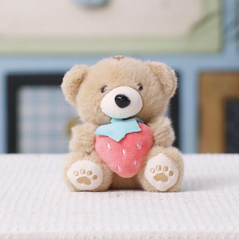 Cute Bear Plush Toy With Short Pile Fabric For Gift And Bag Accessories