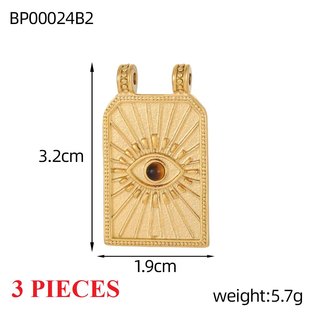 3PCS/LOT CARLIDANA Vintage Luxury Stainless Steel Natural Stone Star Eye Sunflower Pendants Charms for DIY Jewelry