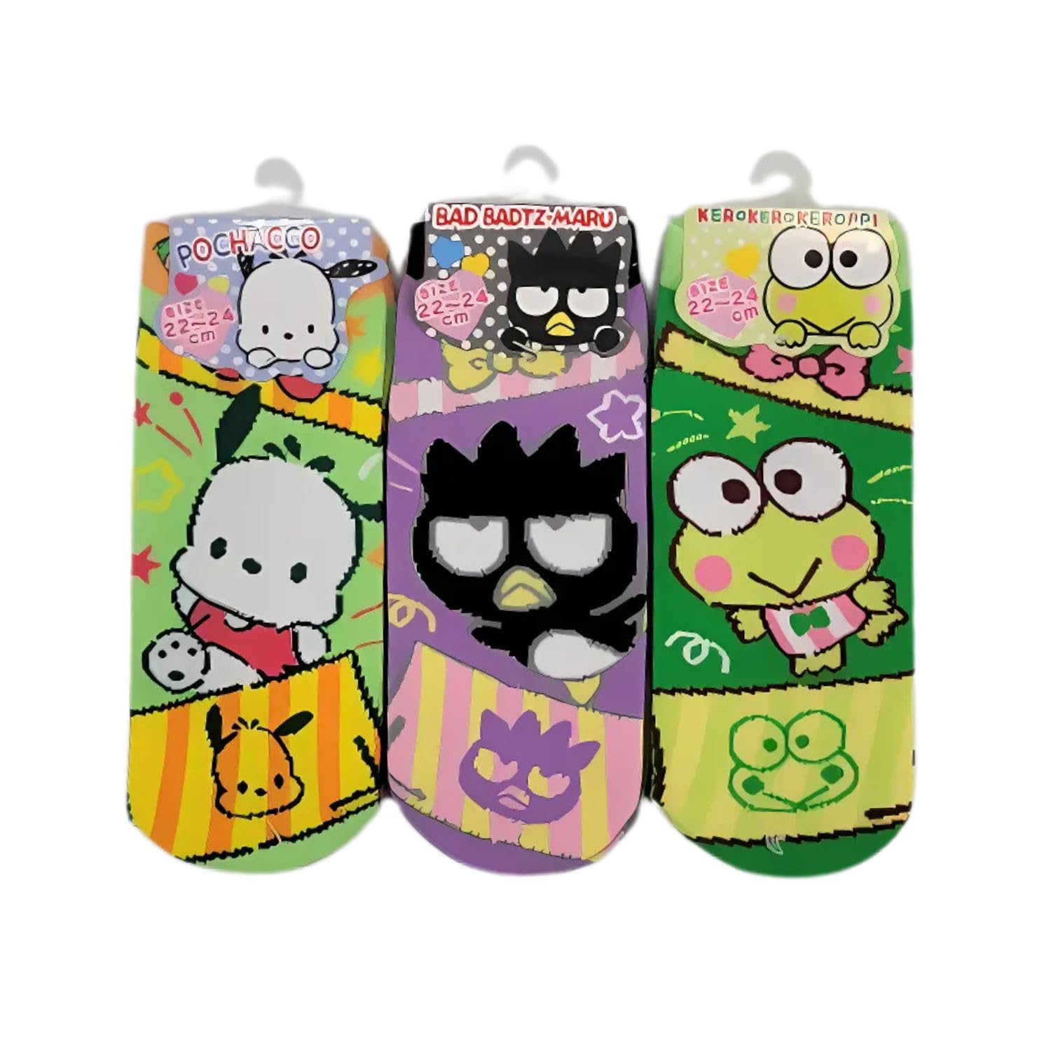 

Alone Set of Sanrio Character Socks Gift and Kerokerokeroppi 3-Pair - Set Pochacco, Badtz-Maru,