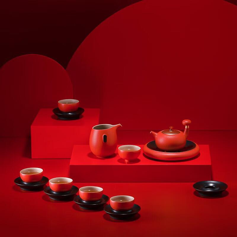 

Edenus Auspicious Chinese Red Ceramic Tea Set