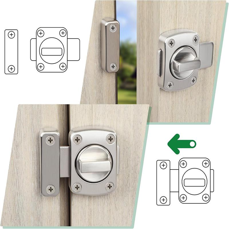 Stainless Steel Gate Door Lock with Screw Rotate Bolt Latch Lock Bathroom Door Bolt Lock Toilet Door Latch Gate Slide Latch