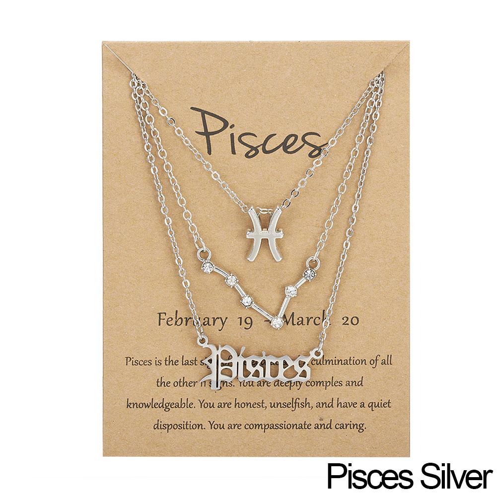 Fashion 12 Constellation Zodiac Star Sign Pendant Clear Zircon Women Necklaces Pisces Aries Taurus Horoscope Amulet Jewelry