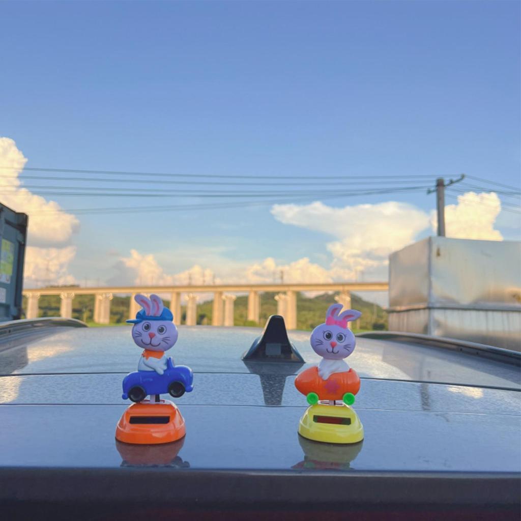 Solar Powered Dancing Toys Car Bunny Shaking Doll Interior Ornament Rabbit Dancing Bobble Shaking Head Decorative For Car