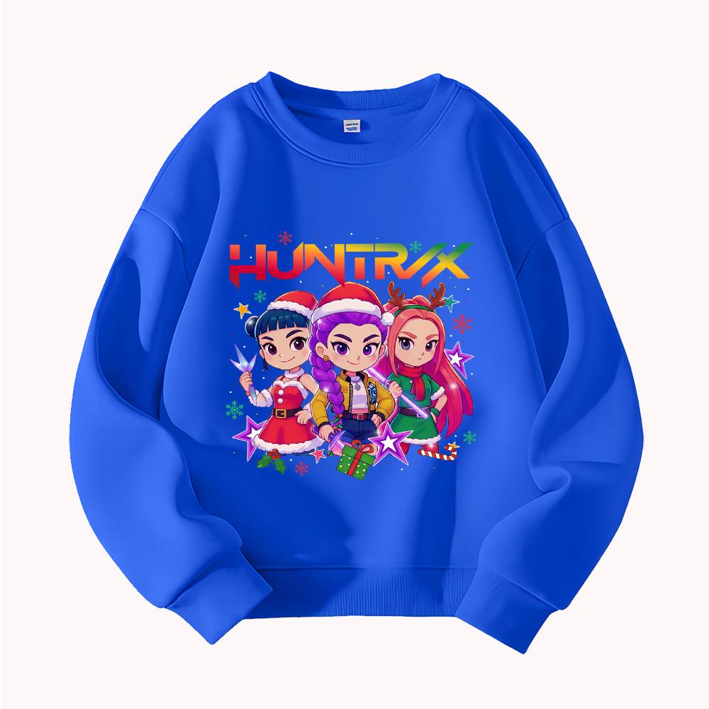 HUNTRX Devil Hunter Weihnachten Kinder Rundhals-Sweatshirt mit Rumi, Mira, Zoey Design für festlichen Spaß