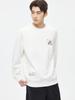 Men's White Embroidered Round Neck Hoodie - Spring/Autumn 2025, Slightly Loose Fit, Long Sleeve