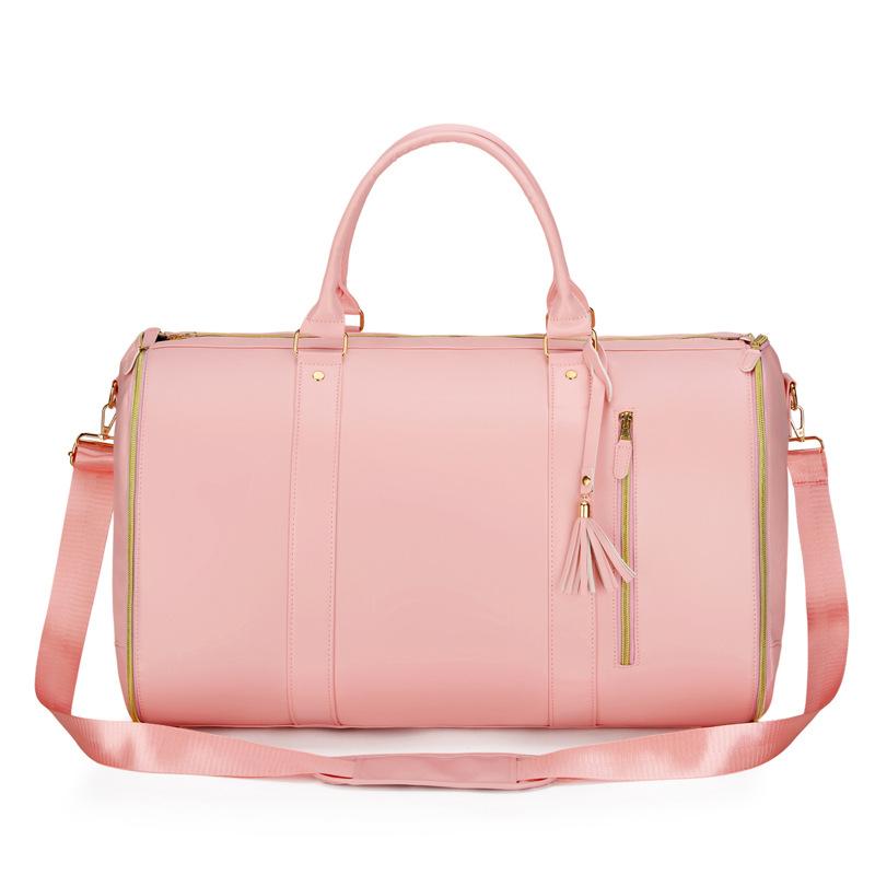 

Дорожная сумка с отделением для костюма, складывающимся для хранения, для деловых поездок - Ручная кладь большой вместимости с отделением для обуви, для спортзала и поездок на выходные розовый