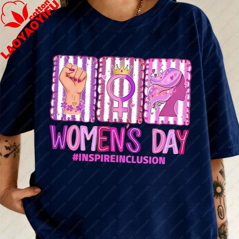 Internationaler Frauentag Frauen stärken Unisex Design Feministisch Inspirieren Inklusion Shirt Kunst Grafik T-Shirts Übergroßes T-Shirt Oberteile