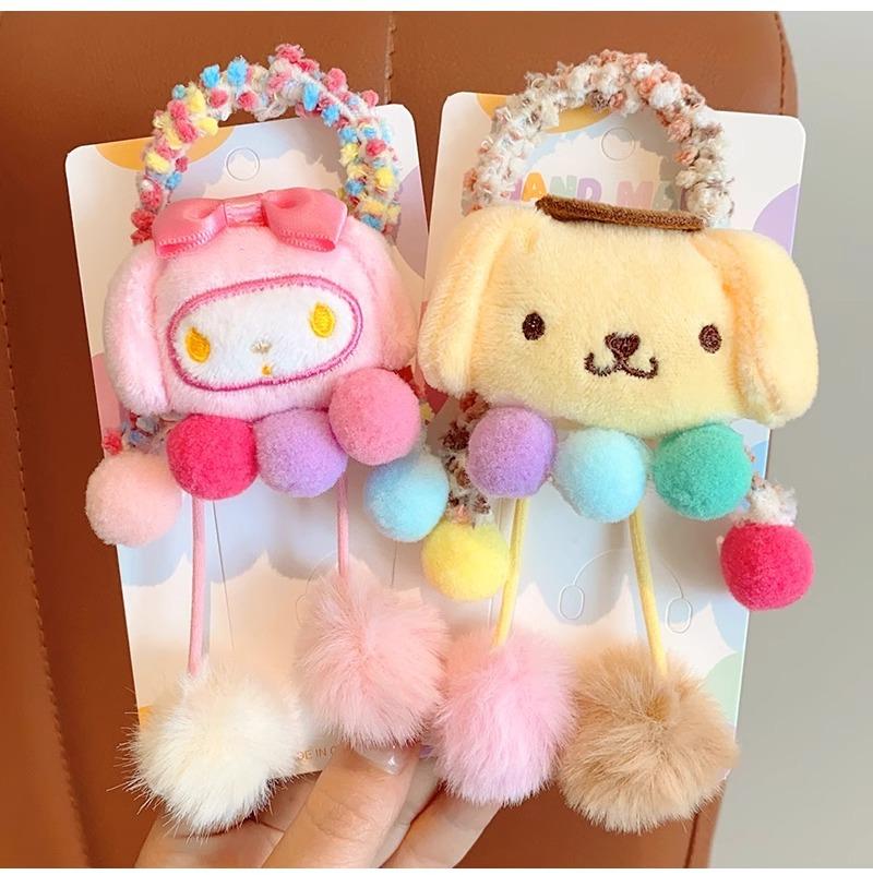 Dětská čelenka Kuromi Čelenka Příze Roztomilá Kreslená Gumička Dívka Svážejte Culík Masová hlava Sanrio Vlasový doplněk