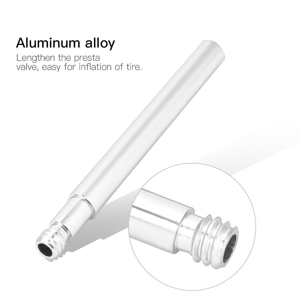 2Pcs 60mm Bicycle Presta Valve Extender Inner Tyre Valves Extension (Silver)