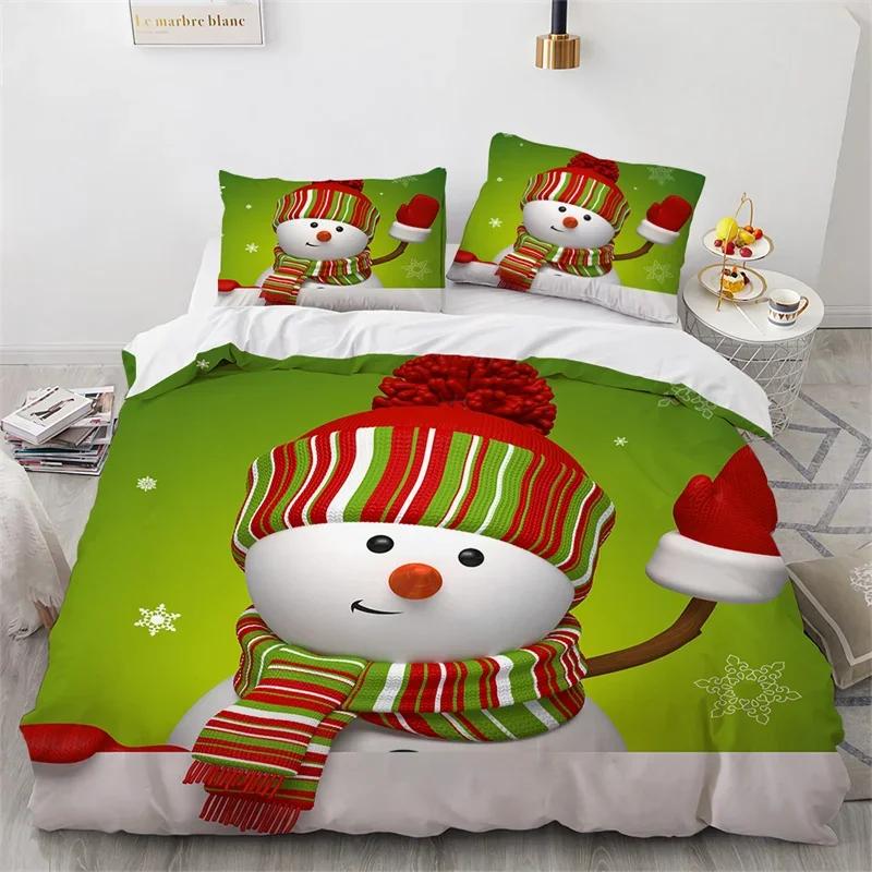 Cat Merry Christmas Santa Claus Bedding Set Boys Girls Twin Queen Size Duvet Cover Pillowcase Bed Kids Adult Home Textileextile