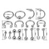 16Pcs Piercing Tongue Bar Set Mixed Body Jewellery Surgical Steel Assortment Spiral Rings Attractive for Women Banquet