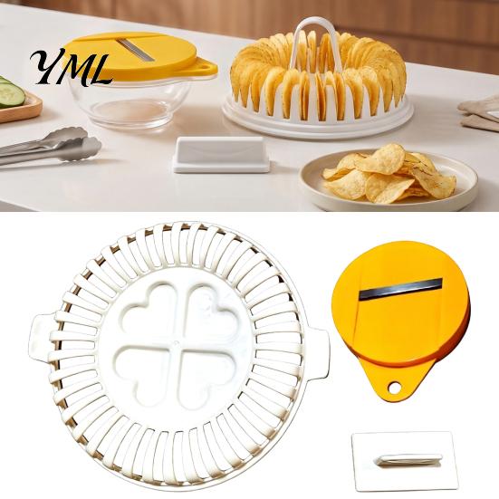Haushaltsküchenzubehör Mikrowellen Kartoffelchip-Hersteller, Edelstahl-Schneider DIY Knuspriger Snack Gemüse für Chipskocher, Gesundes Ölfreies Hausgemachtes Werkzeug