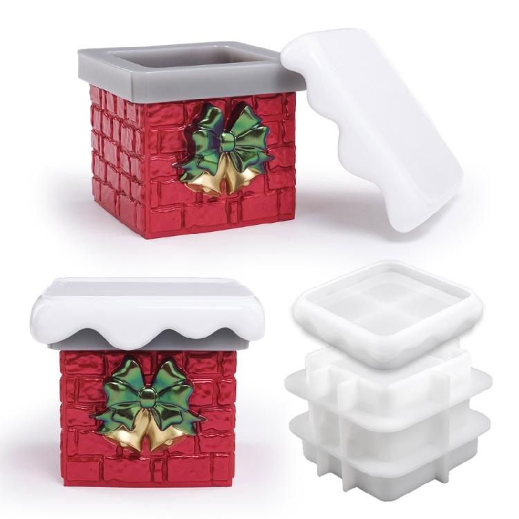 Multipurpose Jar Molds Crafting Mould with Lid Gift Box Shape Storage Box Moulds for Hand-Making Creative Storage Box