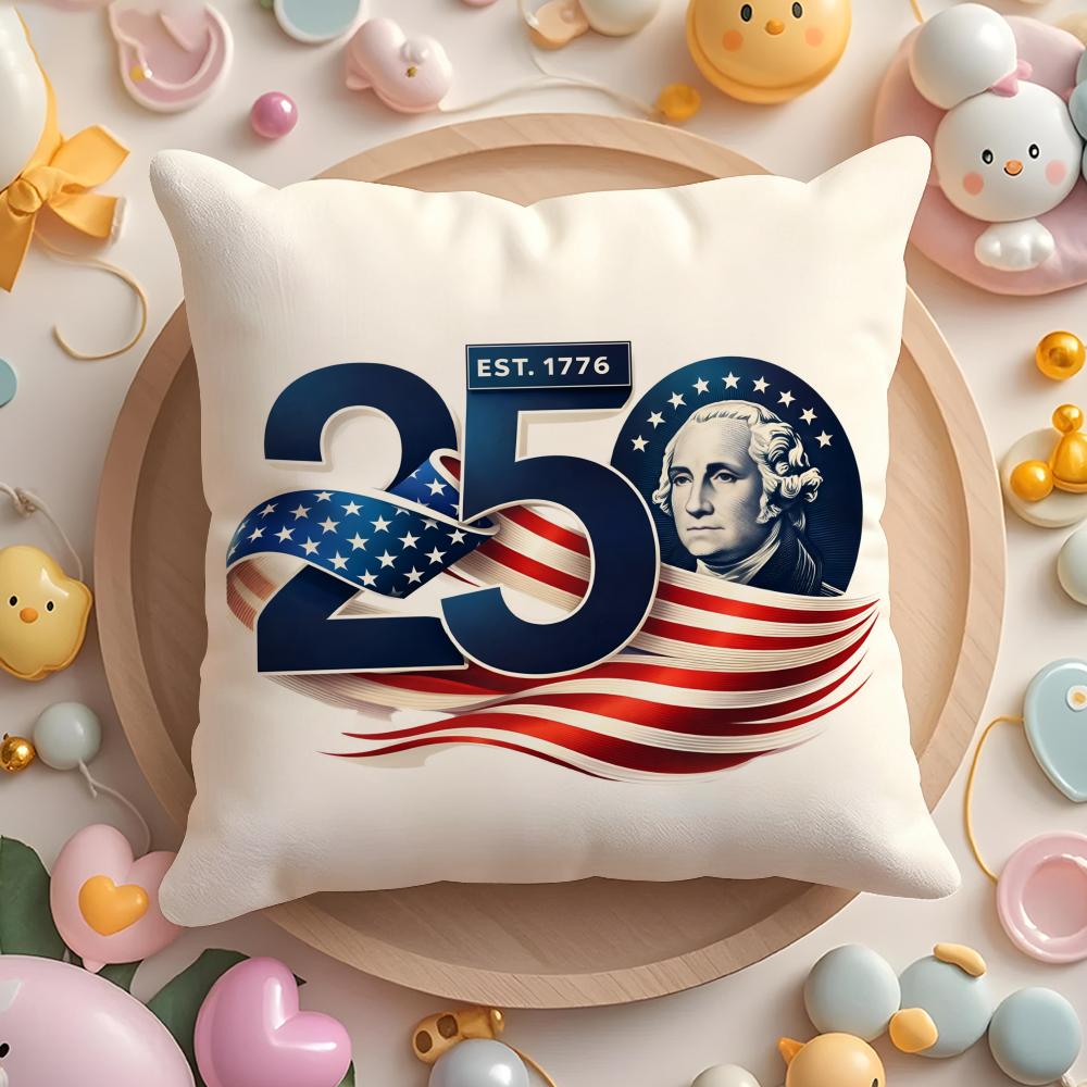 250Th Anniversary Of The Usa Cushion Cover Plush Fabric Soft Double-Sided Printed Sofa Warm Winter Home Gift Pillow Case