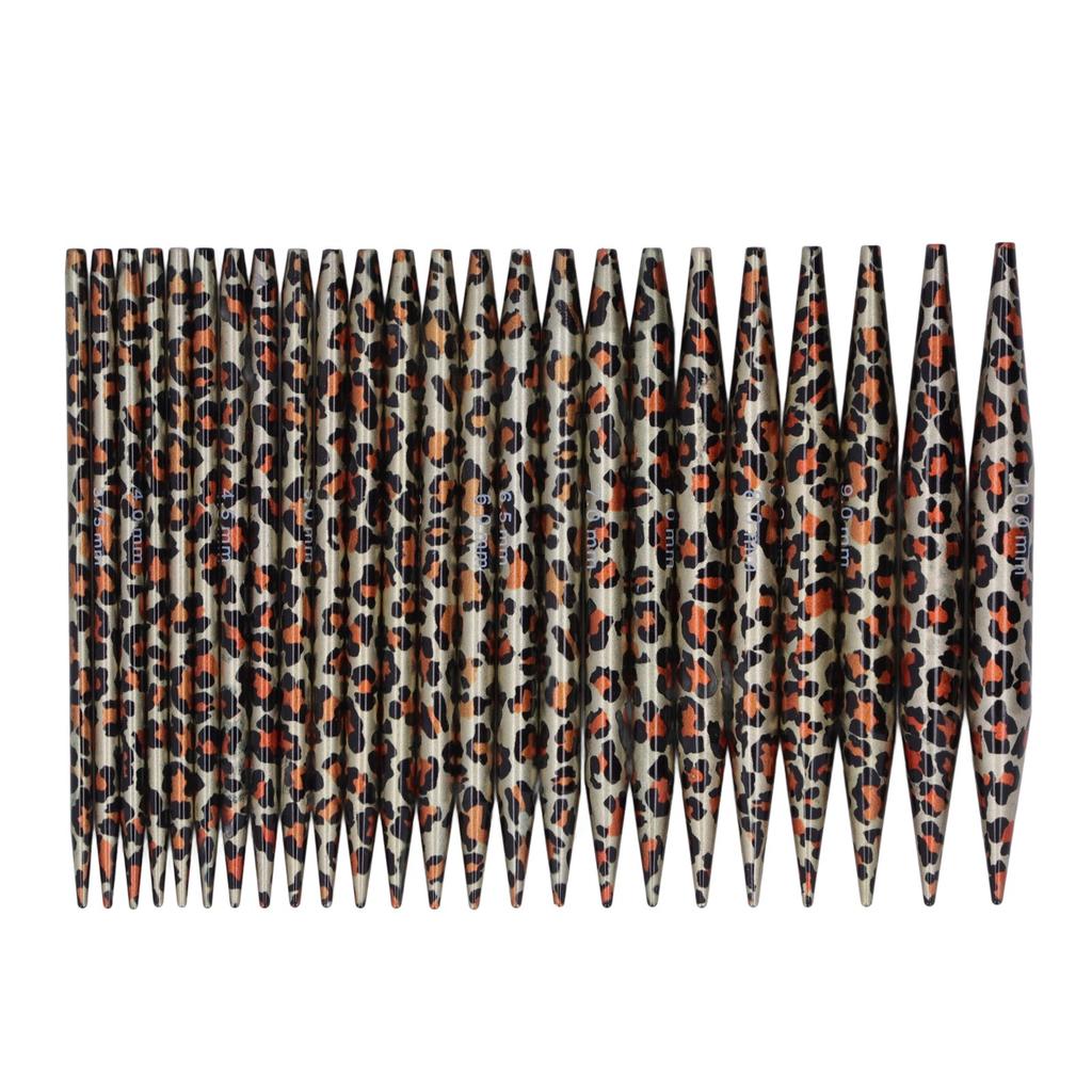 Knitting Needles Set Removable Circular Leopard Print Knitting Needles Sweater Needle Gauge Buttons