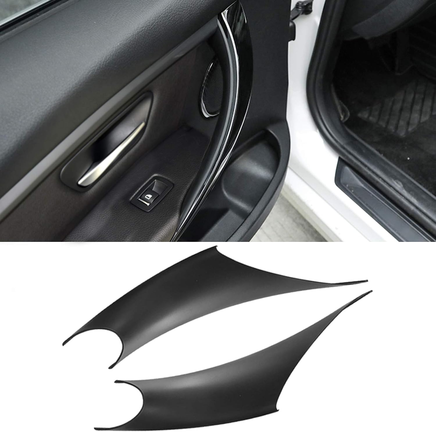 

Door Handle Covers of for BMW Matte (Set 2) F30, F31, F32, F33, F34, F35, F36, F80, Black/Carbon Fiber/Beige (Matte Black)