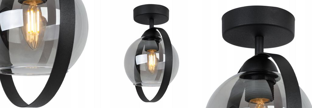 MODERN CEILING LAMP GLASS RING GRAPHITE