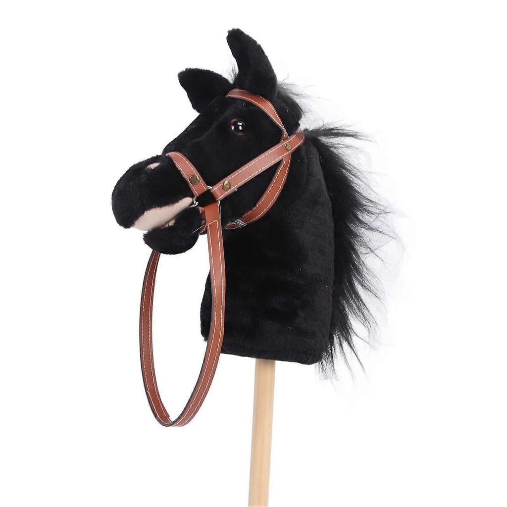 Plush Horse Riding Stick for Kids Balance Development Sturdy Wooden Pole Soft Plush Horse Head Stick Toy