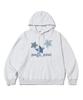 Blue Denim Star Print Hoodie White Melange